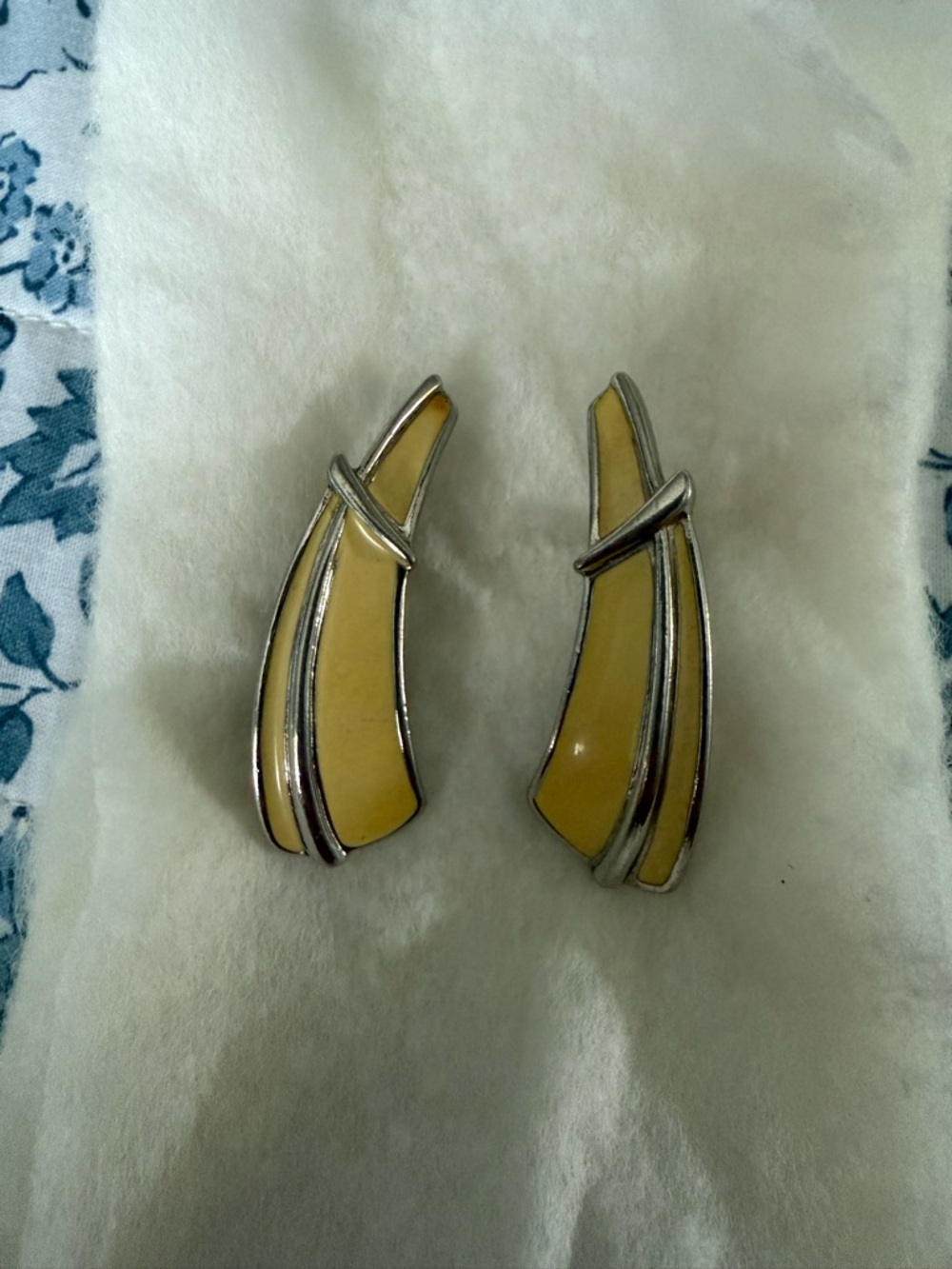 Trifari Off White Enamel Silver-Tone Drop Earrings - Women Jewelry